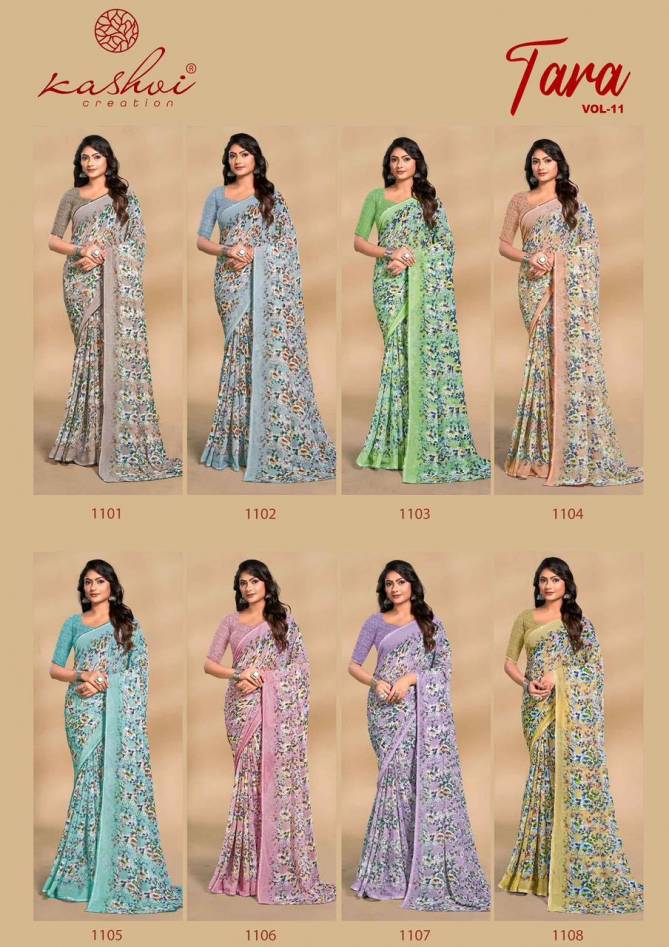 Tara Vol 11 By Kashvi Weightless Printed Sarees Wholesale Price In Surat